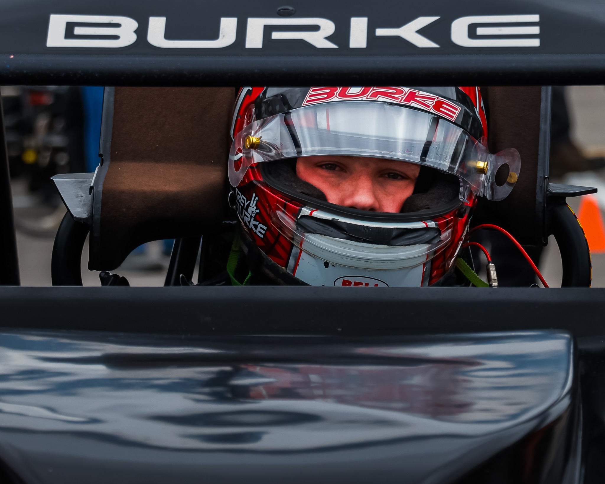Trey Burke stares intently out the windshield - ready to take the racing world by storm. (Image: Trey Burke Racing)