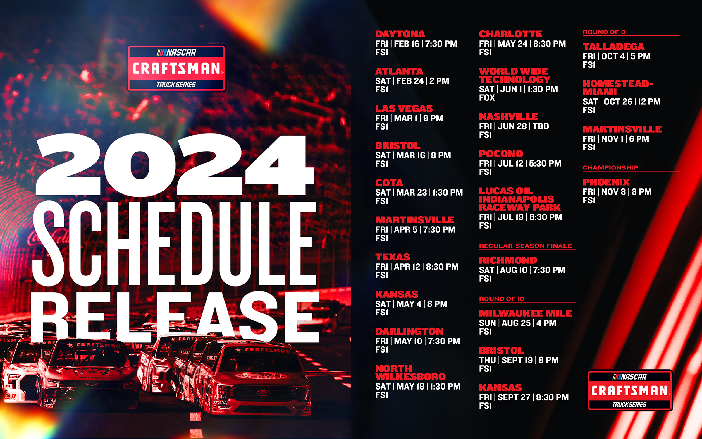 The 2024 NASCAR Craftsman Truck Series schedule