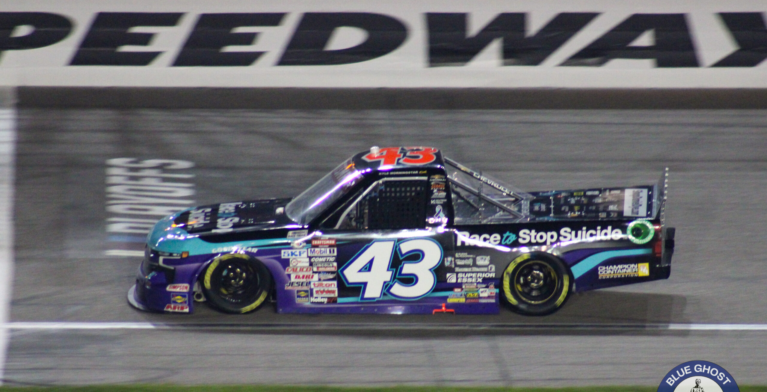 Daniel Dye drives his 43 truck during the 2023 Fall Kansas Truck race
