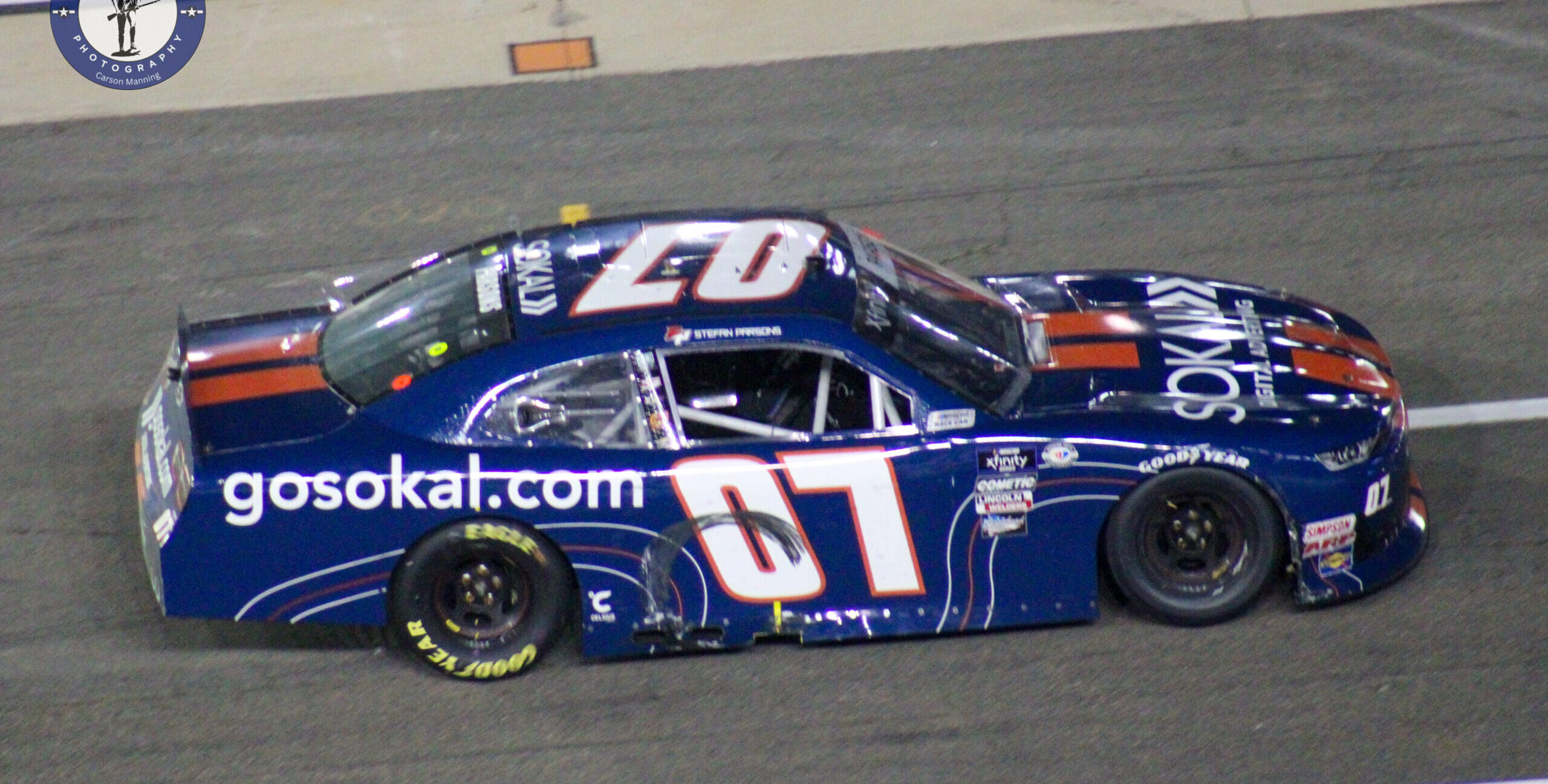 Stefan Parsons number 07 car sitting on pit road after the 2023 Xfinity Bristol Night Race