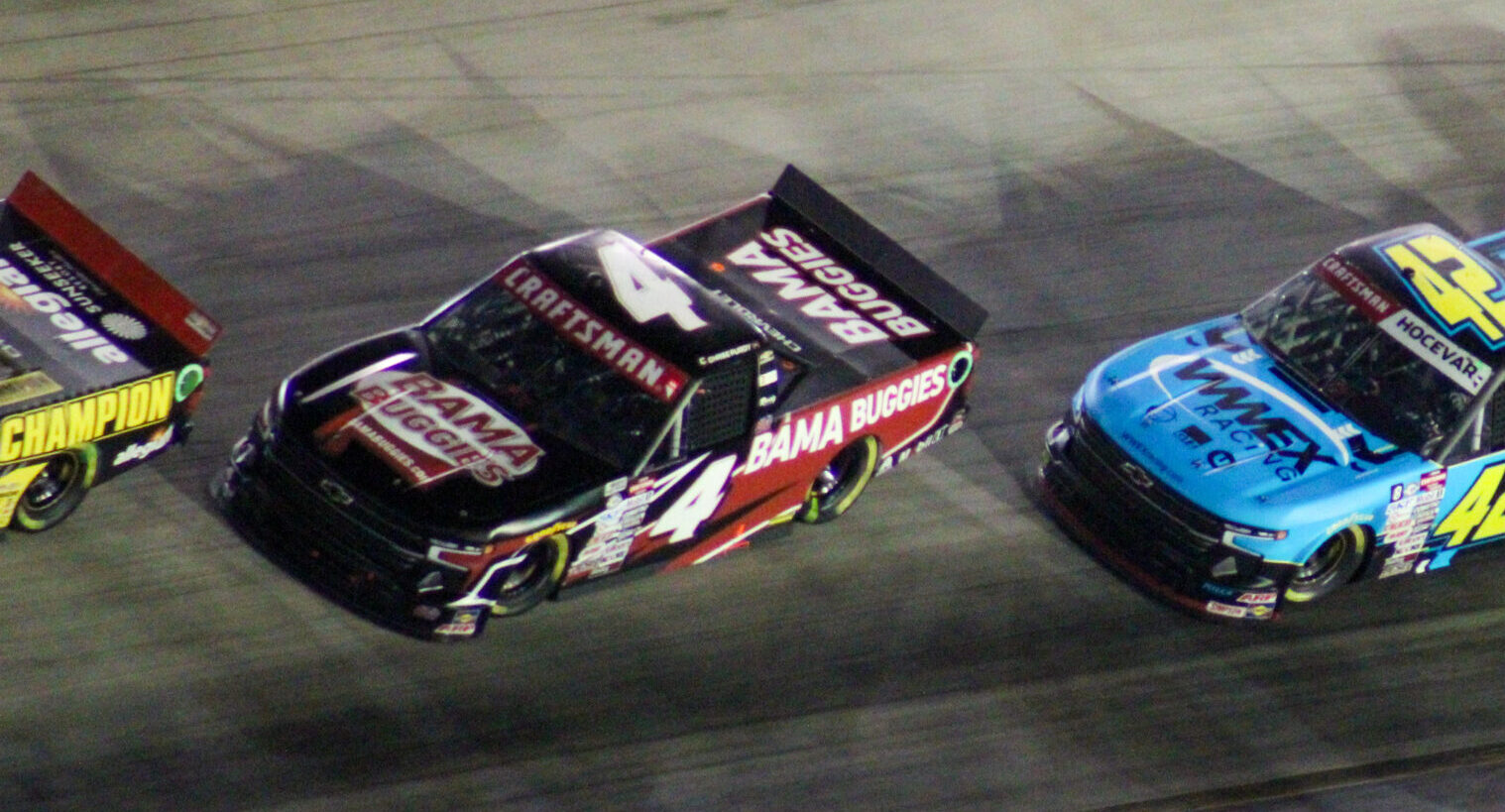 Chase Purdy tries to save his truck during the 2023 Bristol Truck Race after a bump from Carson Hocevar