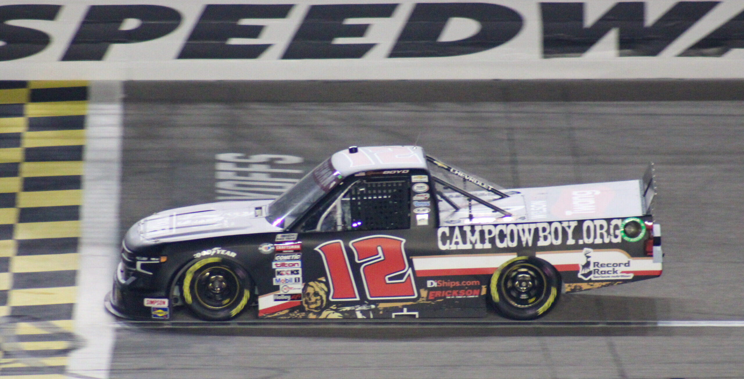 Spencer Boyd driving his 12 truck during the 2023 Fall Kansas Truck race