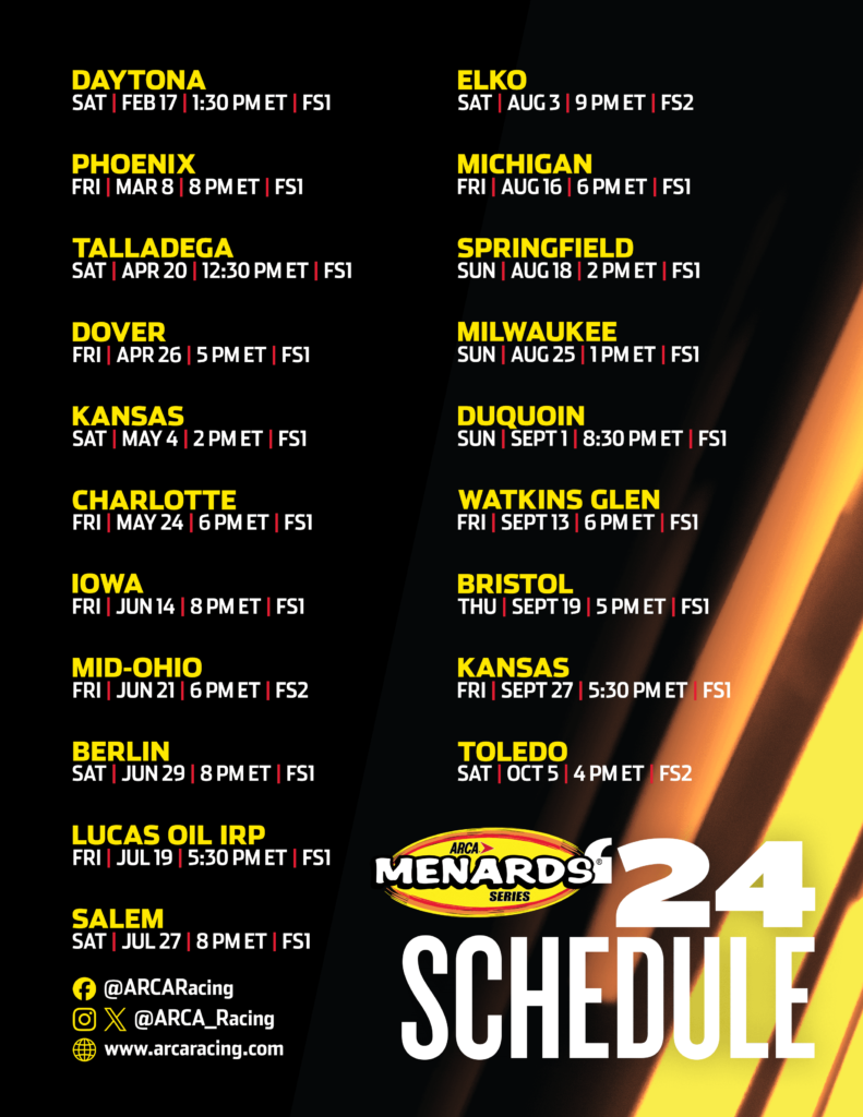ARCA Menards Series Schedule