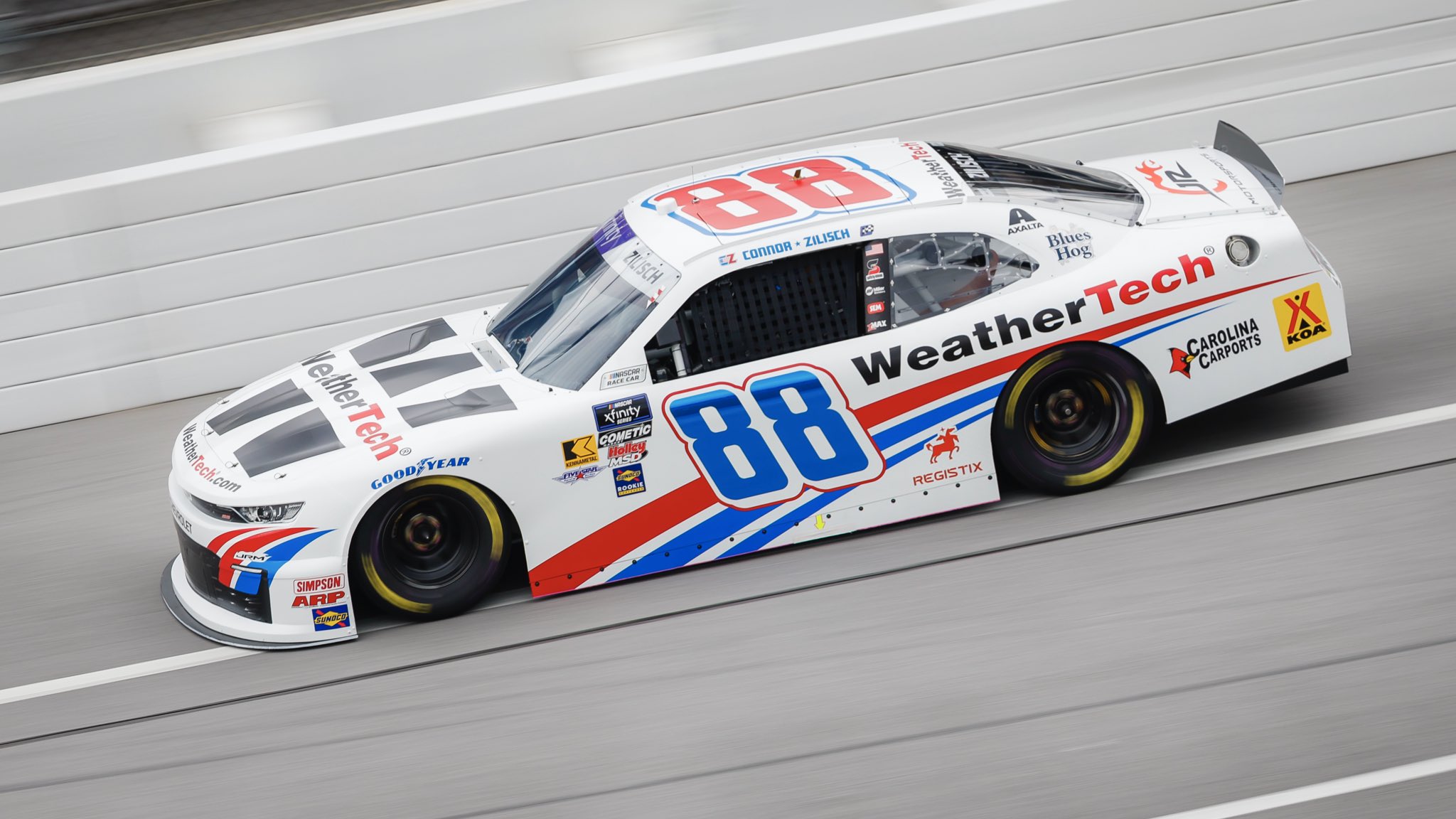 Connor Zilisch runs the high banks of Talladega Superspeedway.